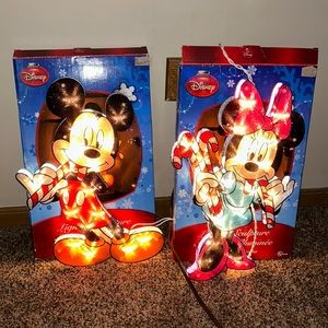 Christmas Mickey and Minnie Lighted Shillouettes